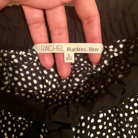 Rachel Roy Drawstring Jogger Black White Polka Dot - Picture 3 of 5